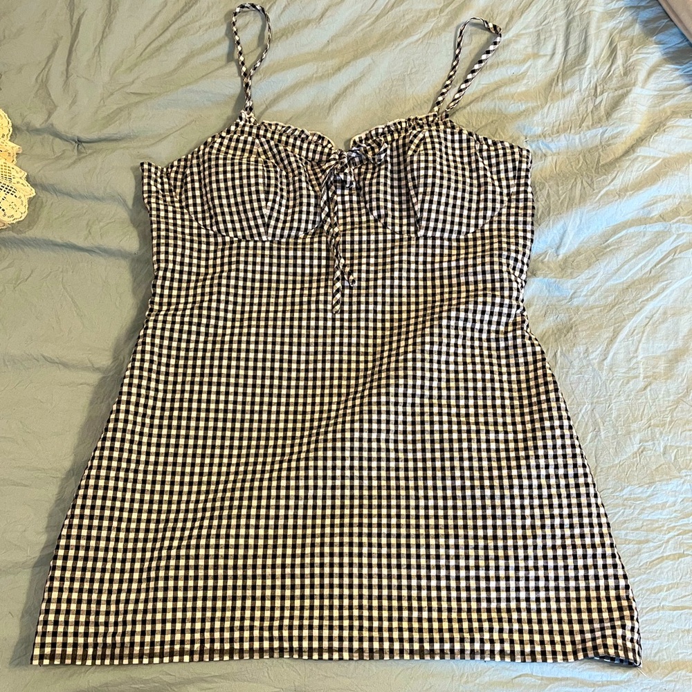 No Boundaries Black and White Checkered Mini Dress